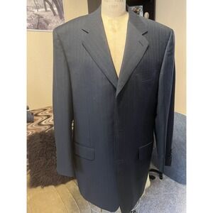 Canali Men's Blazer Sz 52R % Wool Black Striped Three Button Italian Jacket